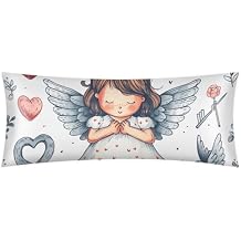 Cupid Satin Body Pillow Case Cover with Zipper, 21" x 54" Pillow Cover Decorative Accent Long Pillowcase, Body Pillow Case for Adults, Silk Satin Cooling Pillowcase