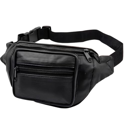 BigPlayer Stylish Unisex PU Leather Waist Bag Chest Bag Fanny Pouch Bag Belt Sport Bag Travel Pouch Elegant Style Document Money Phone Belt Sport Bag for Men and Women (Leather Black) (B0D39Z2YZY) Amazon Price History, Amazon Price Tracker