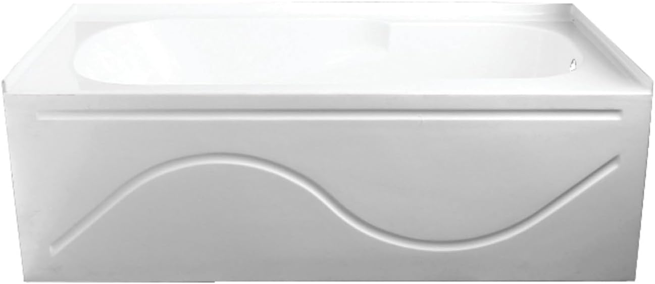 Aqua Eden VTAP603216R 60-Inch Acrylic Anti-Skid 3-Wall Alcove Tub with Right Hand Drain Hole, White