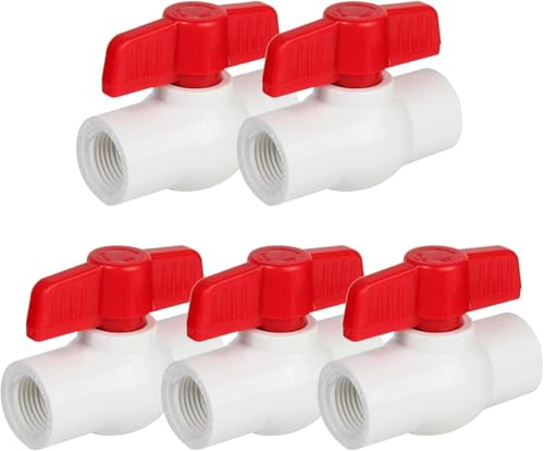 Image of PVC Ball Valves, T-handle Water Shut-Off Ball Valve Threaded (NPT), PVC Ball Valve for Water Project, Swiming Pool, Irrigation System, Rated at 150 PSI, (Pack Of 5) Size (3 /4 inch) Three Fourth Inch