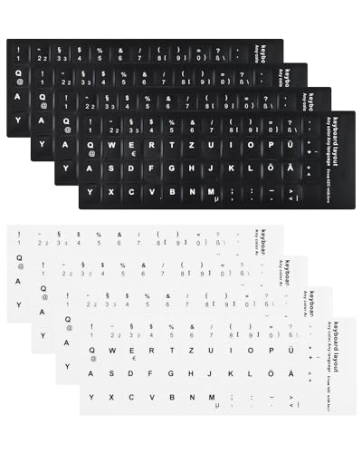 Zeayebsr 8 pcs Pegatinas para Teclado en alemán, Pegatinas de Repuesto de Letras de Teclado en alemán para Cualquier Teclado estándar, Ordenador portátil,