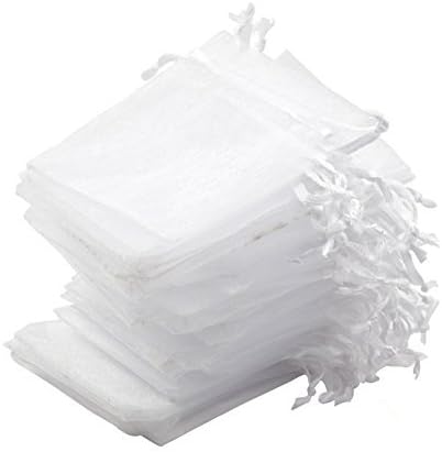 Miniatura 2 de Kupoo Paquete de 50 piezas 8x 12pulgadas, bolsa de organza con cordón para envoltura de regalo para fiestasjuegoboda, b-bag-KU0D1, 8x12, Blanco, 1