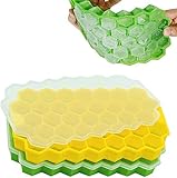 IHUIXINHE Ice Cube Trays, Flexible Silicone Ice Cube Molds with Removable Lid, 37 Grids Honeycomb...