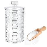 DOSTATNI 1500ML/52OZ Acrylic Bath Salt Jar with Lid Large Bath Salt Container with Spoon Bulk Salt Container Salt Holder Sugar Jar for Bath Salt Bathroom