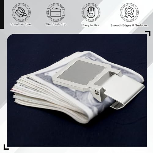 PATIKIL 2 Pcs Stainless Steel Money Clip, Metal Slim Wallet Clip for Men Square Money Holder Minimalist Front Pocket Wallet for Credit Card Business Card3