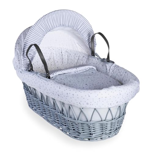 Viene fornita completa di tettuccio regolabile, fodera imbottita, copriletto leggero finemente ricamato, 2 maniglie per il trasporto e un materasso. *Supporto venduto separatamente.