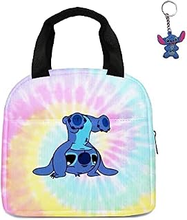 GDFENDU Anime Lunch Bag with Keychain,Cute Lunch Box Portable Insulated Lunch Tote Bag Thermal Cooler Bag for Teens Students (B)