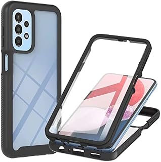 Dfjhure Samsung Galaxy A13 4G Case Built-in Screen Protector Full Body Shockproof Protection Cover tylish Bumper Transparent Back Phone Case Cover for Samsung Galaxy A13 4G- Black