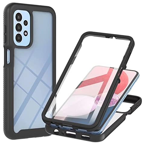 Samsung Galaxy A13 5G Case Samsung A04S Phone Case Built-in Screen Protector Full Body Shockproof Protection Cover tylish Bumper Transparent Back Phone Case Cover for Samsung Galaxy A13 5G/A04S- Black Cover