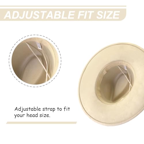 Image of Fedora Hats for Women Man with Big Wide Brim Classic Suede Panama Hat Western Outdoor hat