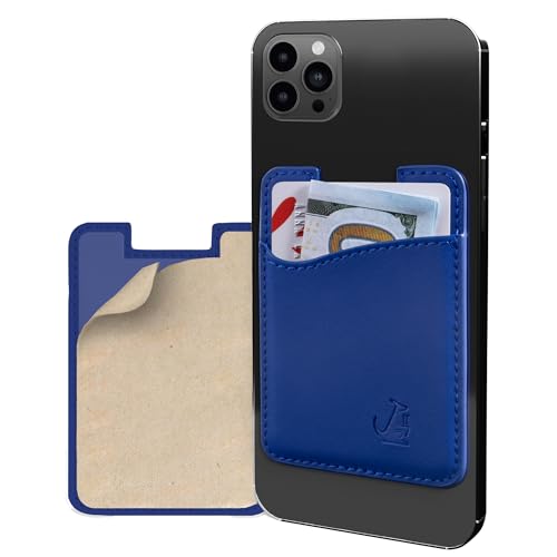Wallaroo Premium Leather Cell Phone Wallet Stick On - Android and iPhone Wallet and Card Holder for Women and Men - Durable with Non-Slip Lining Secures Up to 3 Cards