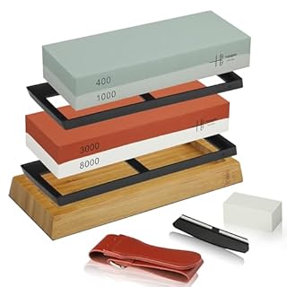 hajegato Actual Grit Premium Material Sharpening Stone Set 400 1000 3000 8000 Whetstone Japanese Knife Sharpener Stone Whetstone for Sharpening Knives Wet Stone