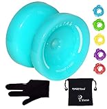 MAGICYOYO Yoyós para niños Responsive Yoyos K2 Crystal Yo-Yo Profesional Regalos para Principiantes con Bolsa de Guantes con 5 Cuerdas de yo-yo (Azul Claro)