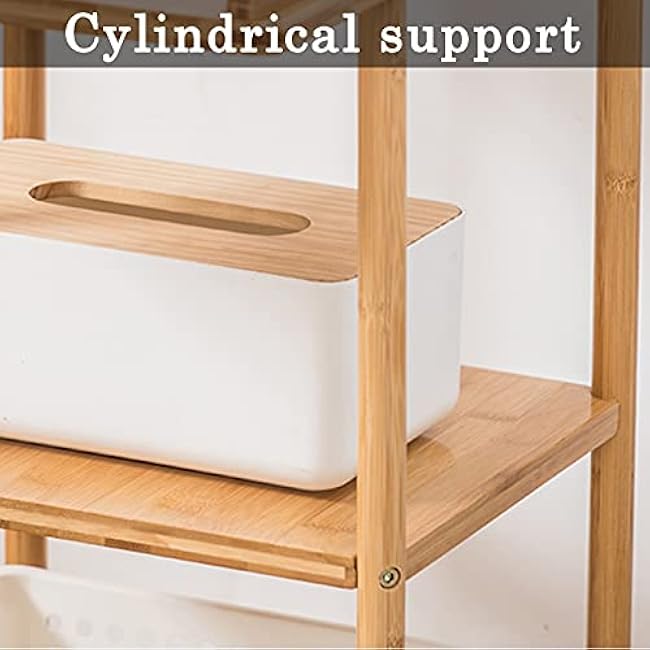 Trolley Serving Service Trolley, 3-Tier Storage Shelf L-Shaped Design Grooved Countertop, Bamboo Mobile Storage Trolley with Lockable Wheels, 31.5x50x60.5CM-KIO7NhlT