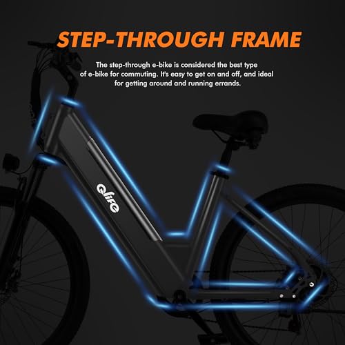 Image of Qlife Cityone Electric Bike for Adults & Teens, Step-Through Commuter Ebike, 1000W Peak Motor, 55-Mile Range, 48V Removable Battery, 26-Inch City Tires, 7-Speed, Up to 20+ MPH