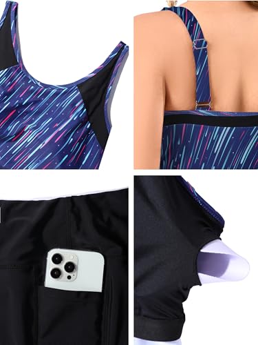 Women's Plus Size Tankini Swimsuits Modest Two Piece Bathing Suits with Pockets Boy Shorts for Tummy Control 20254