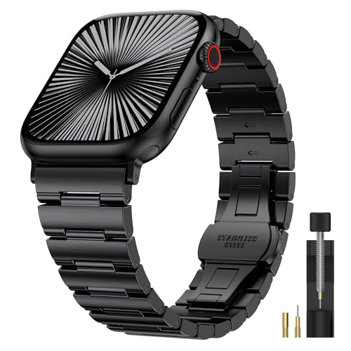 Crodi Apple Watch�o���h 42mm(�V���[�Y11/10) 41mm 40mm 38mm �X�e�����X�X�`�[�� iWatch�o���h �o�^�t���C�܂肽���݃N���X�v�t�� iWatch Ultra 3 2 1 Series 11 10 9 8 7 6