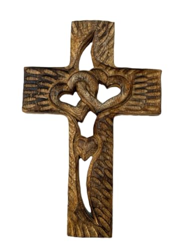 VILLAGE HAND MADE Wooden Cross Unique design Holy Cross Brown Wood Color | Home Office Decor Wall Art Spiritual Gift | ThanksGiving