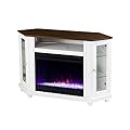 SEI Furniture Dilvon Corner Electric Fireplace TV Stand with Storage for TVs up to 45 Inches, Color Changing LED Flame, White