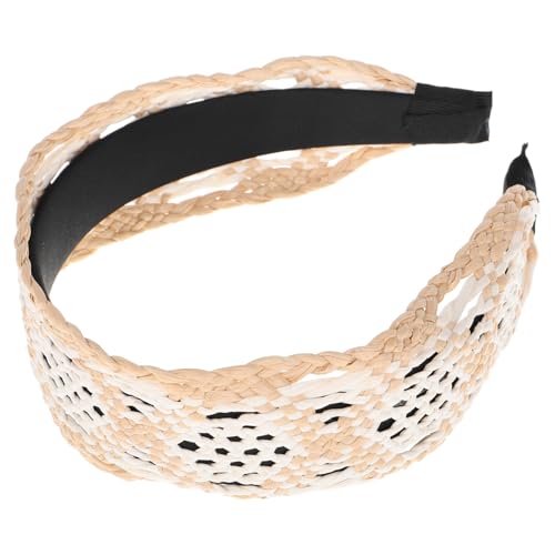 Image of RUNROTOO Bohemian Raffia Wide Straw Headband for Women, Extra Wide Braided Hair Accessory with Comfortable Fit, for Beach Outfits and Occasions, Vintage Fashionable Hairband