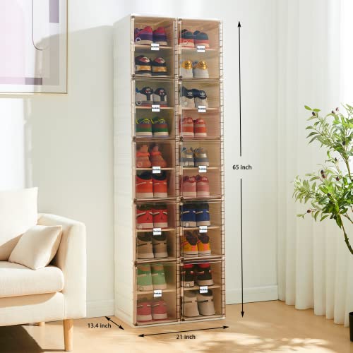 Benitaku Shoe Storage Organizer - Foldable Cabinet With Doors - Durable And Stable Storage Boxes - Stackable Shoe Rack Organizer For Home - Easy Installation- 20 Layers #TOP4