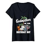 Photo Gallery donna madrina del compleanno boy zoo bday safari celebration maglietta con collo a v Photo Gallery donna madrina del compleanno boy zoo bday safari celebration maglietta con collo a v