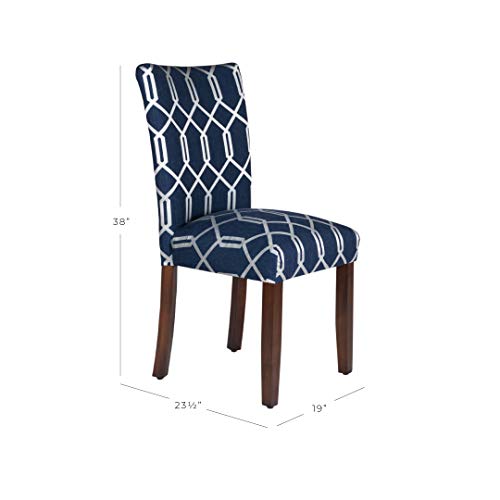 HomePop Parsons Classic Upholstered Accent Dining Chair, Set of 2, Navy Blue and Lattice Cream - Image 5