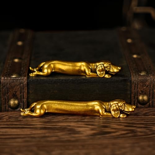 Estatua de Brass Sólido Dachshund Retro miniatura 5