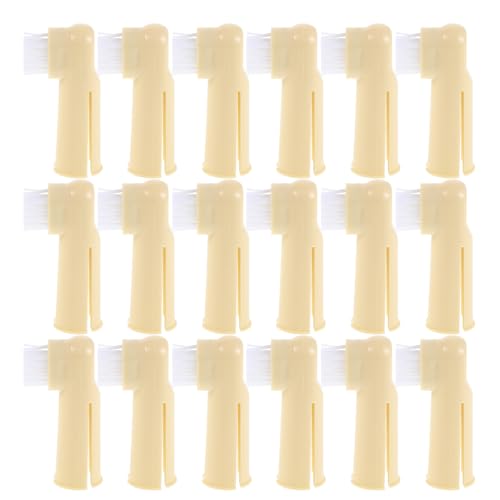 Brosse à dents à doigt contre la plaque dentaire des chats et chiens lot de 50 beige