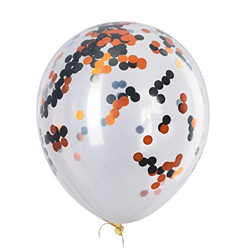 Image of GAKA Orange Confetti and Black Balloons 12 Inch 3 Style Pack of 50,Party Helium Balloon,Halloween Party Decorations Supplies