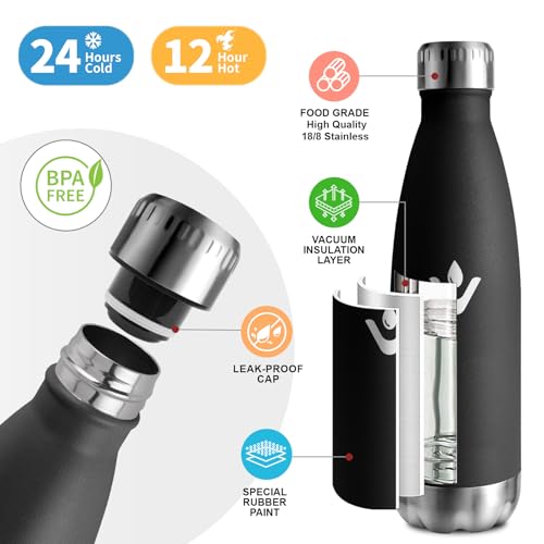 Isolierflasche 500ml, Vakuum Thermosflasche, Trinkflasche Kohlensäure Geeignet, Thermoskanne BPA-Frei… – Ansicht 2
