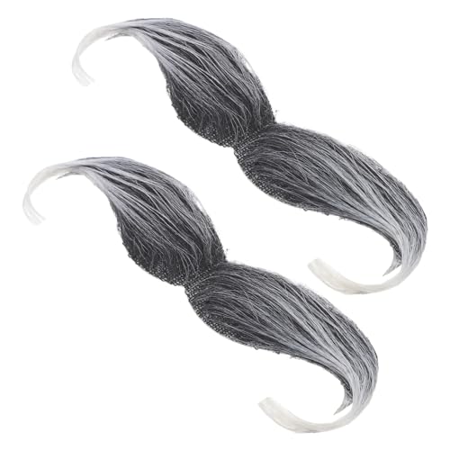 FRCOLOR 2 Stück Realistischer Selbstklebender Fake Schnurrbart Hautfreundlich Struktur Tragbar für Halloween Karneval Cosplay und Maskerade Dekoratives Accessoire