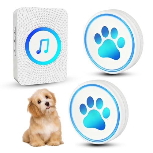 Yoiilifee Dog Door Bell for Potty Training, Smart Wireless Doggie Doorbell to Go Outside, 1000 Feet Long Range with IP65 Waterproof Super-Light Touch Button, 60 Melodies & Adjustable Volume (White)