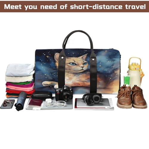 Galaxy Cute Cat Travel Duffel Bag for Women Men, Sport Tote Gym Bag Foldable Weekender Overnight Bag Waterproof Carry On Luggage Bag4