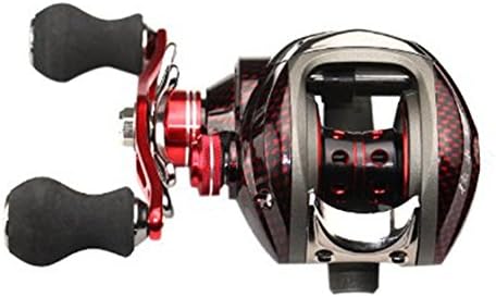 DMK 12BB 6.3:1 Left Hand Bait Casting Fishing Reel 11 Ball Bearings + One-way Clutch High Speed Red by MKD