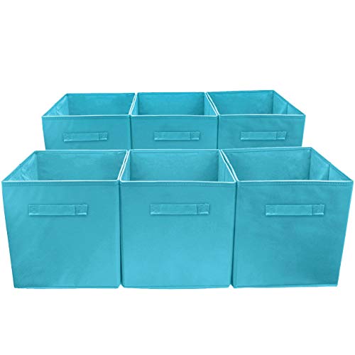 Sorbus Foldable Storage Cube Basket Bin - Great for Nursery, Playroom, Closet, Home Organization (Aqua, Pink, Orange, 18 Pack) - Image 5