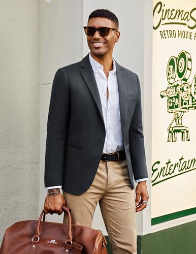 PJ PAUL JONES Men Wool Blend Blazer Jackets Notch Lapel Casual Blazer Sport Jackets Coats Dark Grey M4