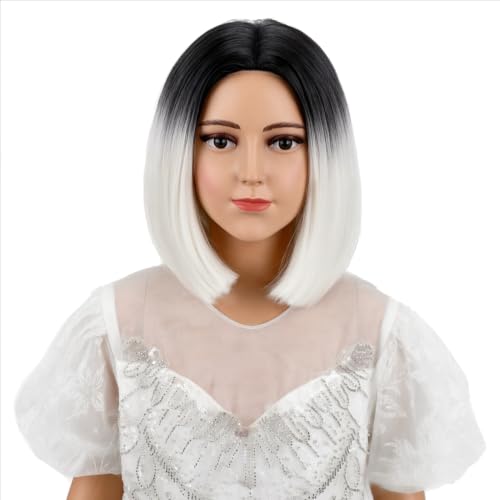 Ombre Blonde Kids Wig Girls Dark Roots Middle Part Wig Short Straight Bob Wigs Synthetic Wigs