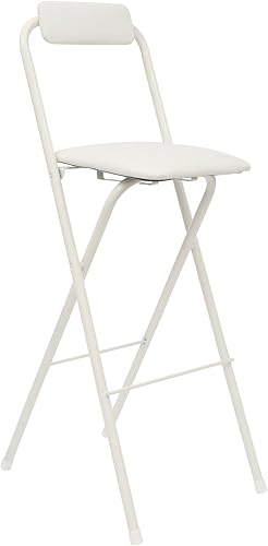 Taburete de bar plegable con respaldo, silla plegable alta portátil, silla de bar alta plegable, asiento de mostrador acolchado de cuero para