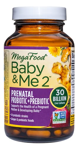 MegaFood, MegaFlora for Baby & Me, Probiotic Supplement for Mother and Child with 30 Billion CFU, 30 Servings Capsules, 60 Count (Pack of 1)