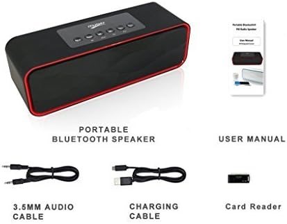 Package contents including speaker, cables, and card reader