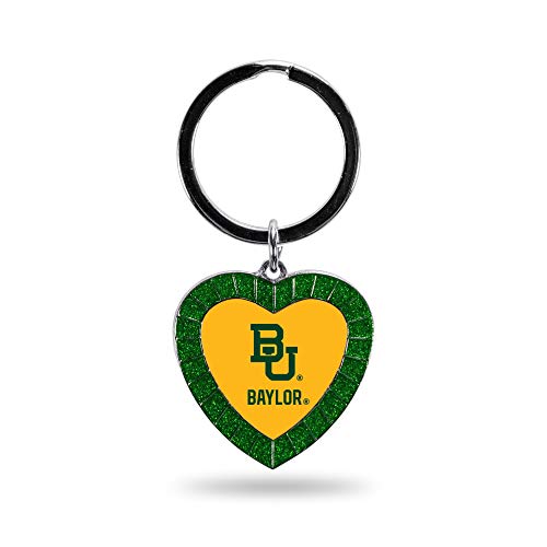 Rico Industries NCAA Baylor Bears NCAA Rhinestone Heart Colored Keychain,