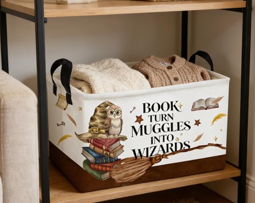 Image of Essme Rectangular Kids Baskets,Magic Storage Box,Cute Basket for Kids with Handles for Room Decor, Book Bins,Shelf Basket.(Magic)
