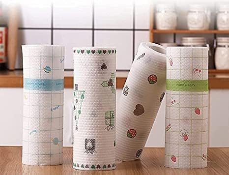 Eagle Enterprise Non-Woven Reusable and Washable Kitchen Printed Tissue Roll Non-stick Oil Absorbing Paper Roll Kitchen Special Paper Towel Wipe Paper Dish Cloth Cleaning