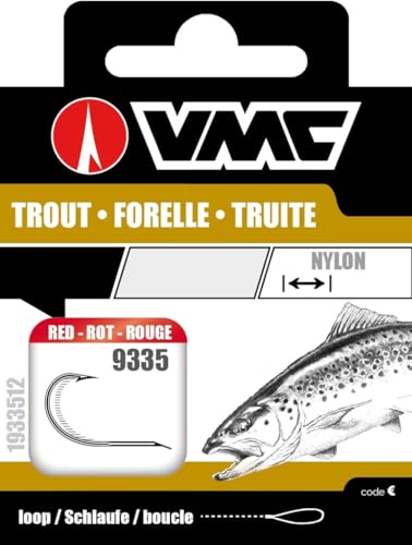 VMC Rot Forellenhaken 120cm, Größe:6, 10er Pack, Nadelspitze VMC Rot Forellenhaken 120cm, Größe:6, 10er Pack, Nadelspitze