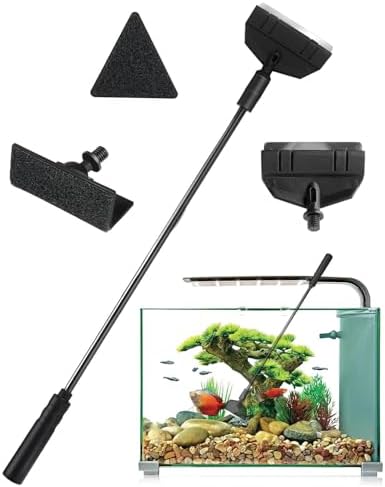 Aquarium Cleaning Set 3 in 1 Aquarium Cleaning Accessories, Algae Scraper Cleaning Accessories for Aquariums, Adjustable Triangle Rectangular Brush
