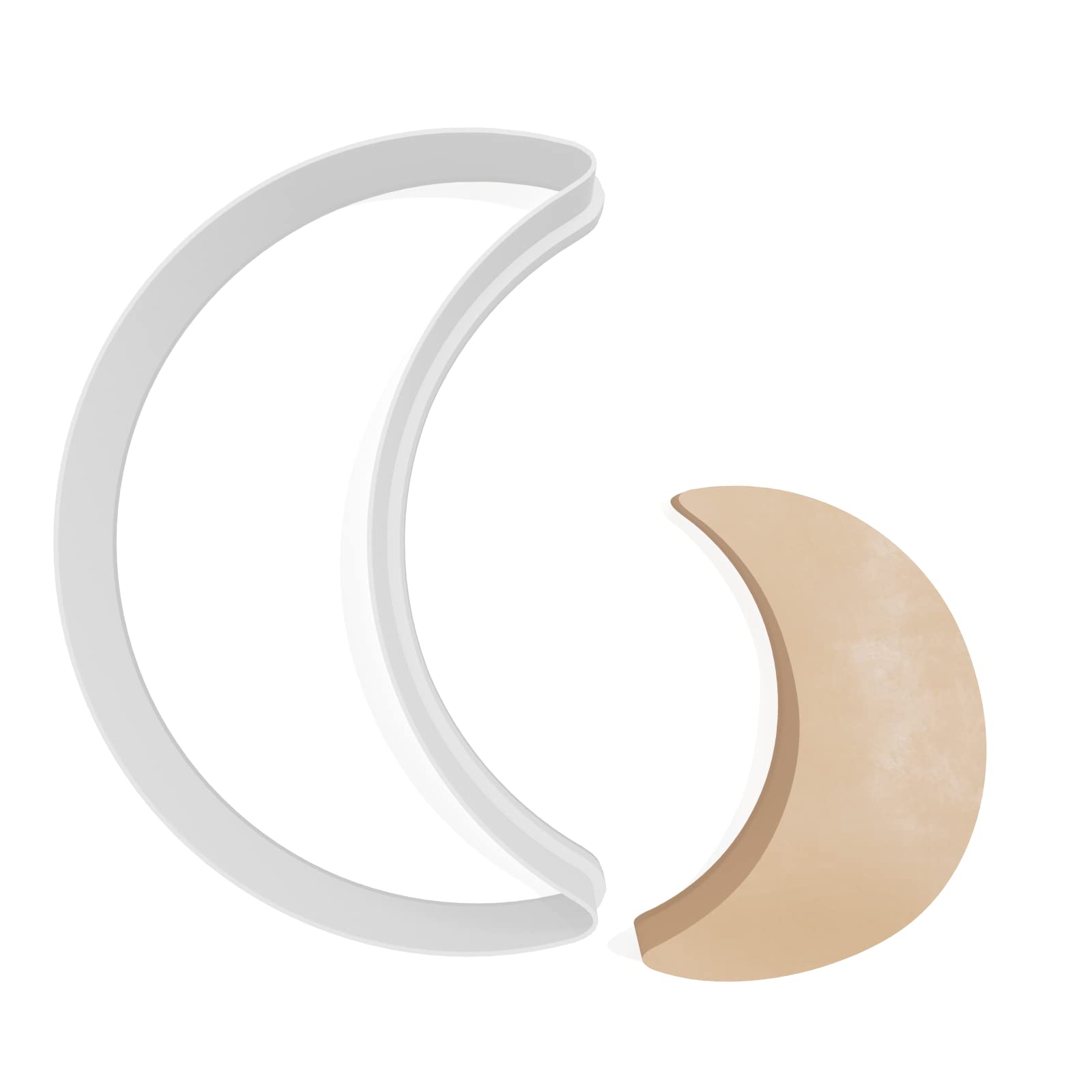 Moon Shape Cookie Cutter - 3 Sizes, White, 7cm