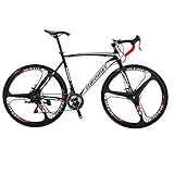 Eurobike Bikes EURXC550 54 cm Frame 21 Speed Road Bikes 700C K Wheels Road Bicycle Dual Disc Brake Bicycle Black White