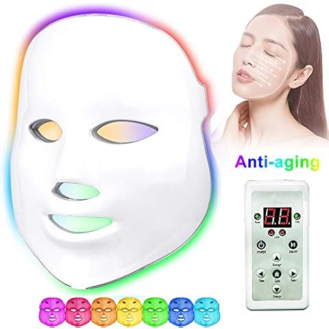 Led Light Therapy Photon Mask, Acne Treatment 7 Color Home Use Skin Rejuvenation Anti-Aging Acne Spot Scar Removal Smooth Wrinkles Fine Lines Skin Tightening Facial Beauty Daily Skin Care Cover