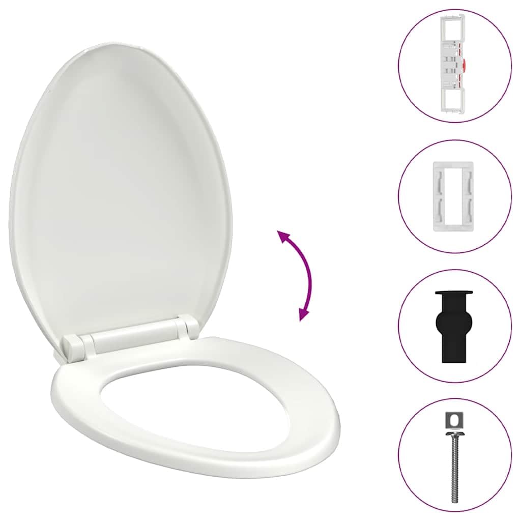 Deska sedesowa wolnoopadająca, konstrukcja Quick-Release, biała, do WC, Softclose, zdejmowana, trwała, uniwersalna, stabilna, łatwa w utrzymaniu, nadaje się do łazienki